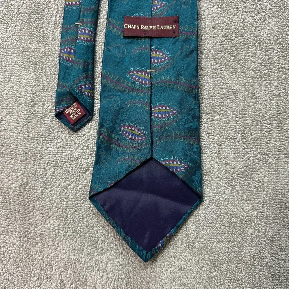 Chaps Ralph Lauren Mens Silk Tie Teal Paisley Medallion Jacquard WFL 125 USA